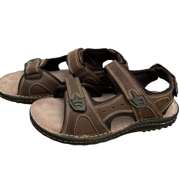 BIÖRNDAL Mens Leather Sandals Size 8 Adjustable Straps Top and Back Memory Foam - Picture 4 of 10
